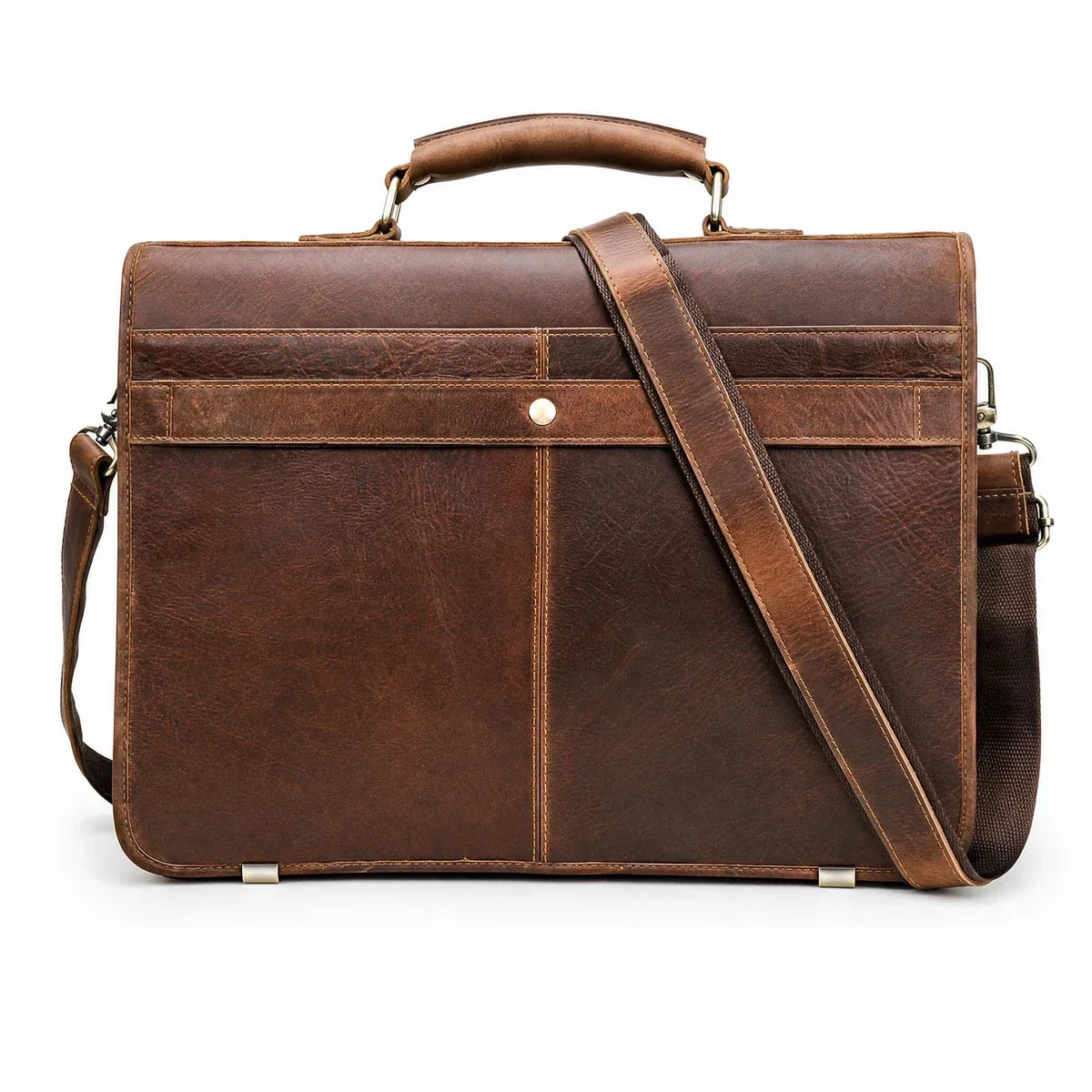 Leather Messenger Briefcase with Twist Locks