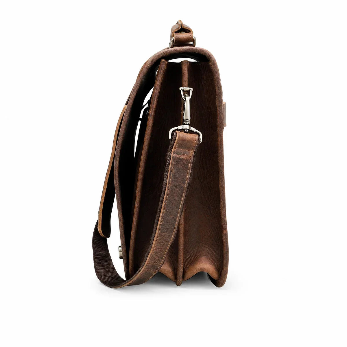 Leather Messenger Briefcase with Twist Locks