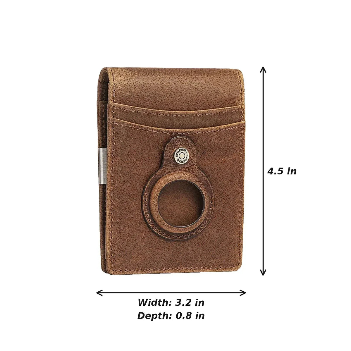 Leather Money Clip Wallet with Tracker Holder