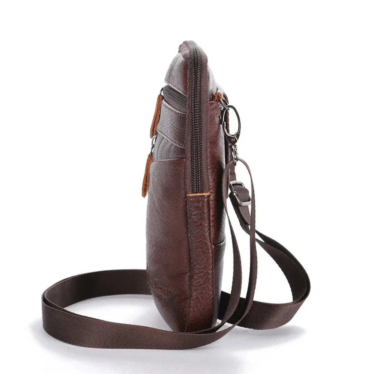 Leather Phone Pouch - Zip Front Crossbody Waist Bag
