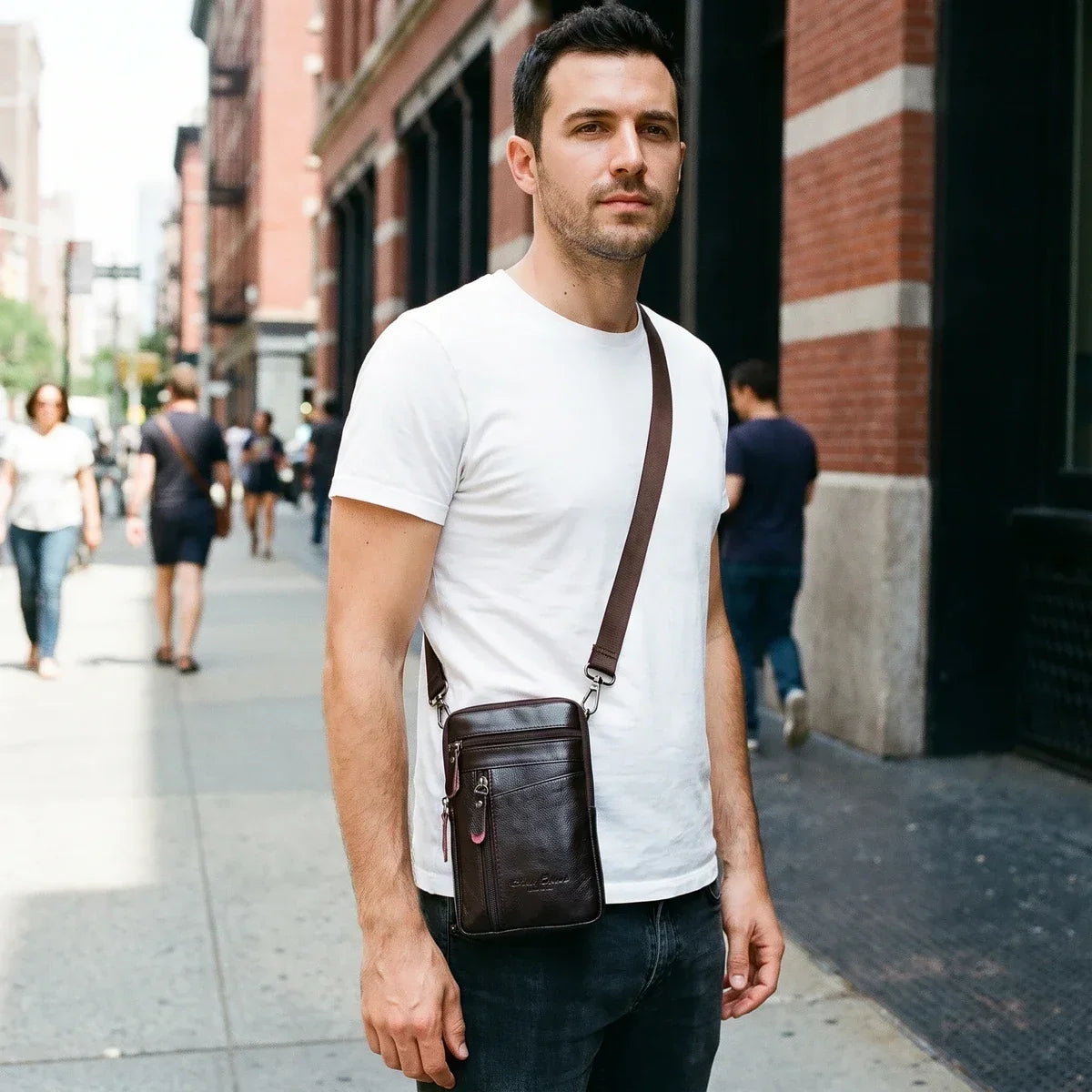 Leather Phone Pouch - Zip Front Crossbody Waist Bag
