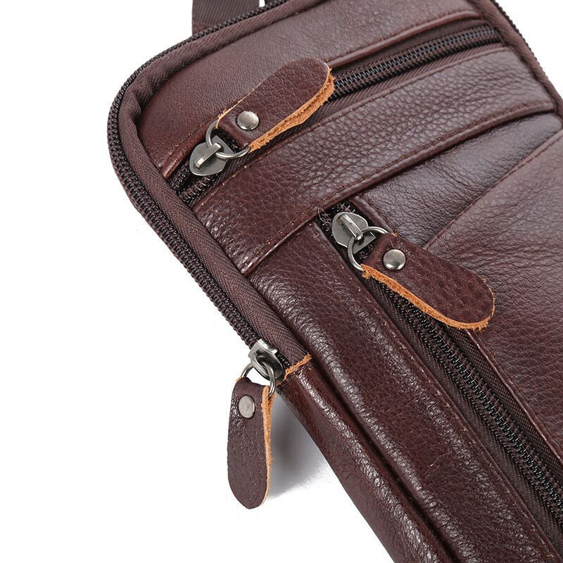 Leather Phone Pouch - Zip Front Crossbody Waist Bag