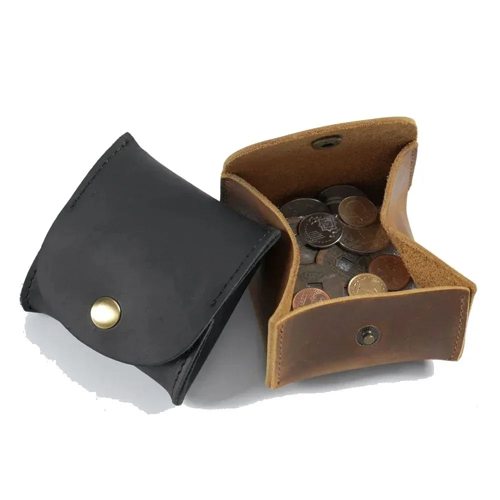 Leather Snap Coin Purse - Mini Tray Pouch for Change