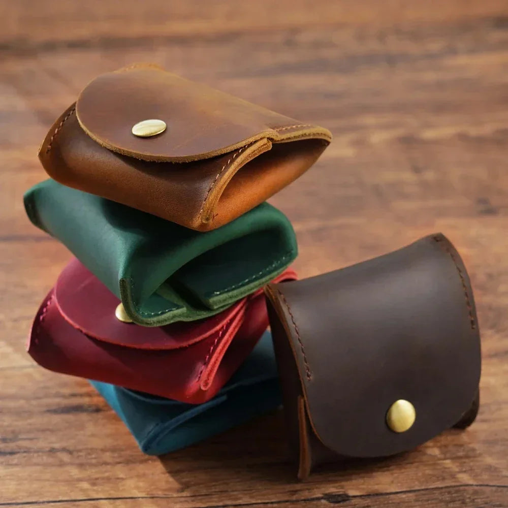 Leather Snap Coin Purse - Mini Tray Pouch for Change