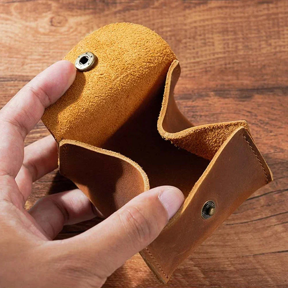 Leather Snap Coin Purse - Mini Tray Pouch for Change