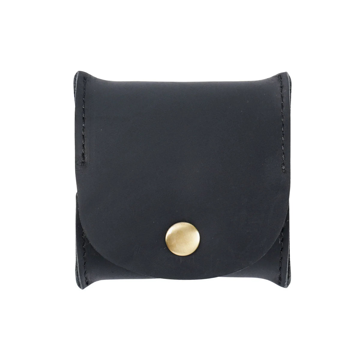 Leather Snap Coin Purse - Mini Tray Pouch for Change - Black