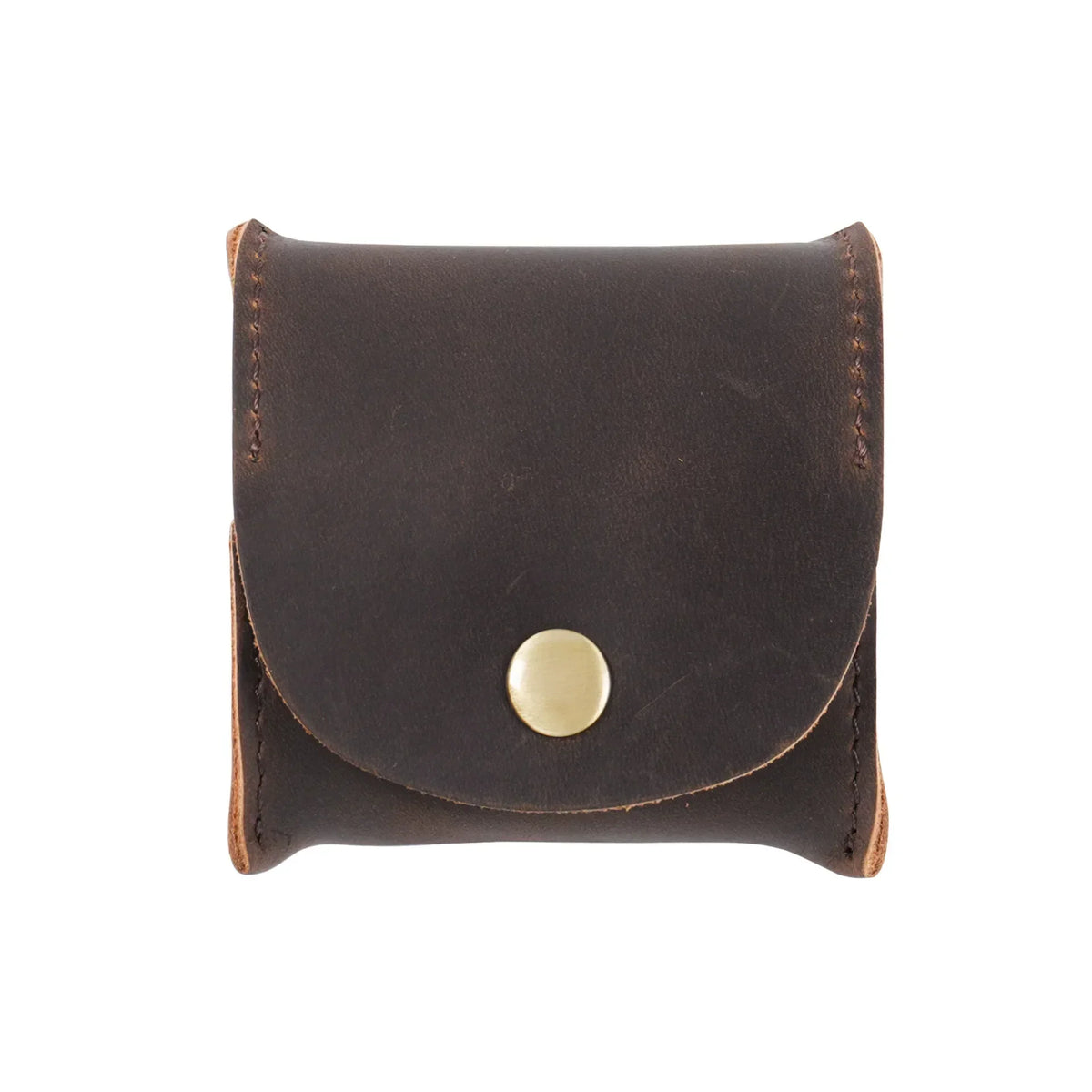 Leather Snap Coin Purse - Mini Tray Pouch for Change - Coffee
