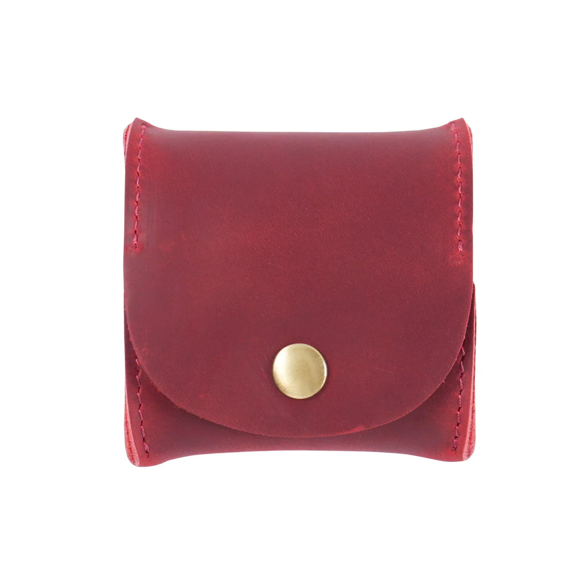 Leather Snap Coin Purse - Mini Tray Pouch for Change - Red