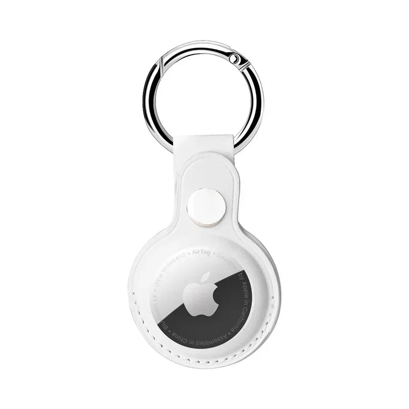 Men’s AirTag Keychain Holder - Clip-On Key Fob - White