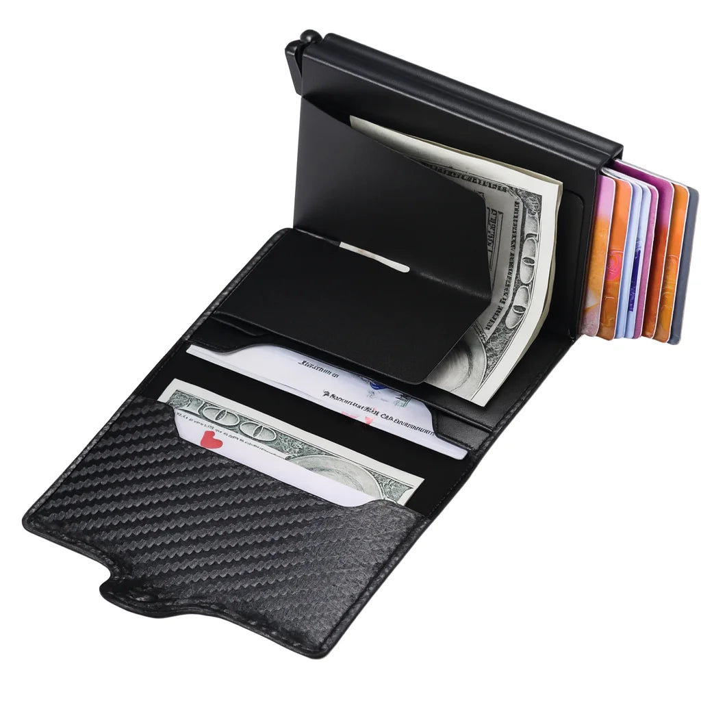 Men’s Aluminum Bifold Wallet - RFID Card Case with Cash Pocket