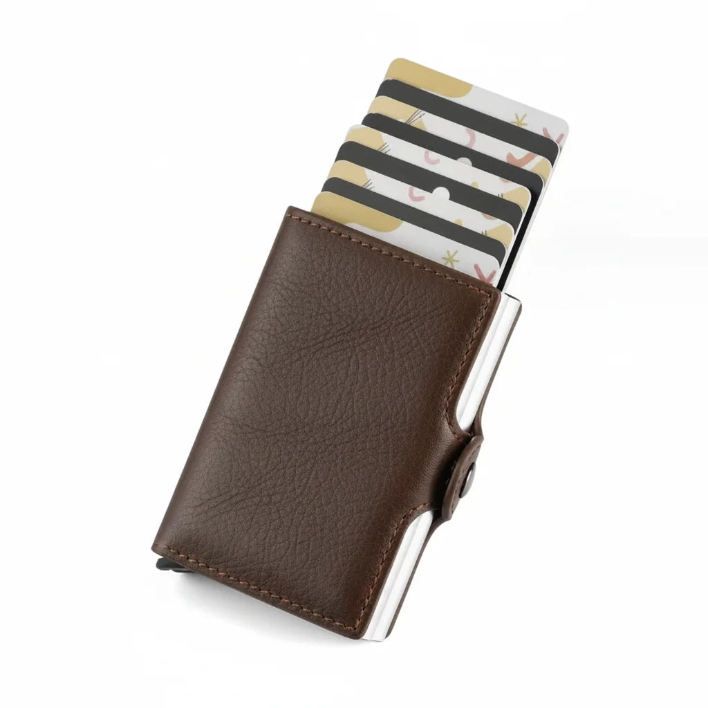 Men’s Aluminum Bifold Wallet - RFID Card Case with Cash Pocket