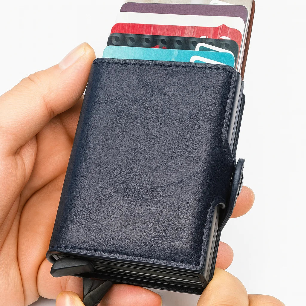 Men’s Aluminum Bifold Wallet - RFID Card Case with Cash Pocket