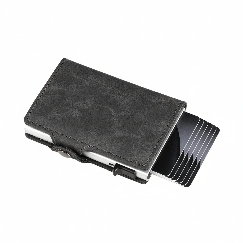 Men’s Aluminum Bifold Wallet - RFID Card Case with Cash Pocket