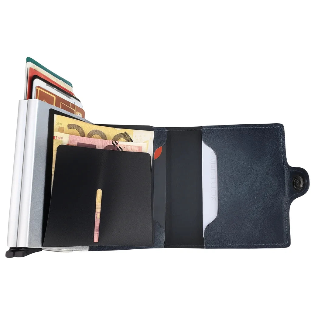 Men’s Aluminum Bifold Wallet - RFID Card Case with Cash Pocket