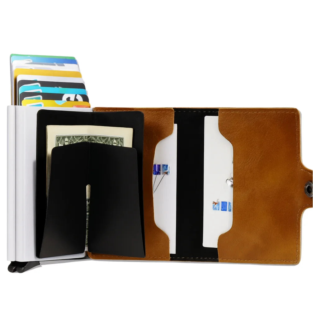 Men’s Aluminum Bifold Wallet - RFID Card Case with Cash Pocket