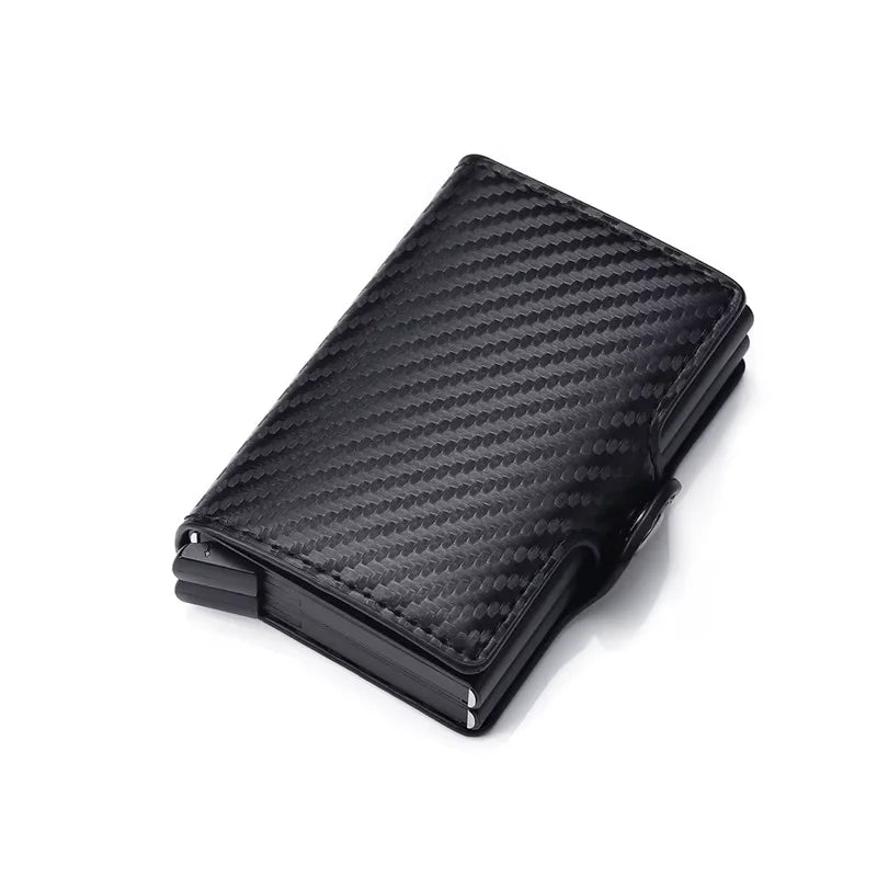 Men’s Aluminum Bifold Wallet - RFID Card Case with Cash Pocket - Black