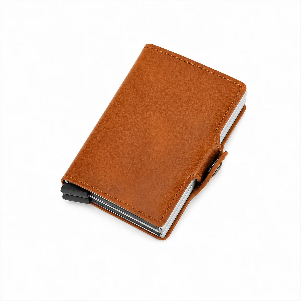 Men’s Aluminum Bifold Wallet - RFID Card Case with Cash Pocket - Brown