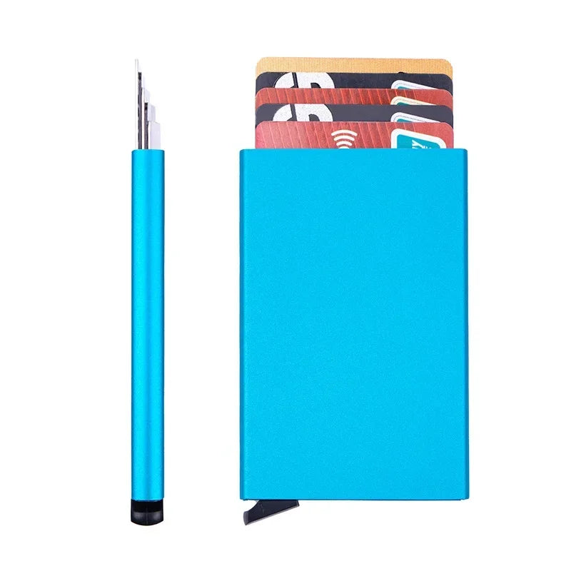 Men’s Aluminum Card Holder - Slim 5-Card RFID Case - Blue