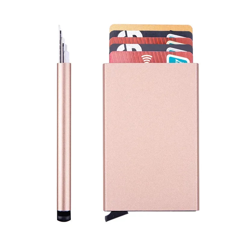 Men’s Aluminum Card Holder - Slim 5-Card RFID Case - Pink