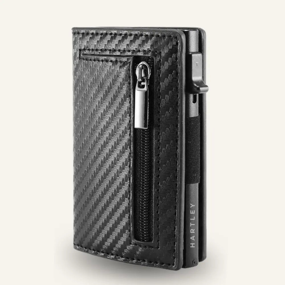 Men’s Aluminum Card Holder Wallet – Slim RFID Front Pocket Wallet - Carbon Black