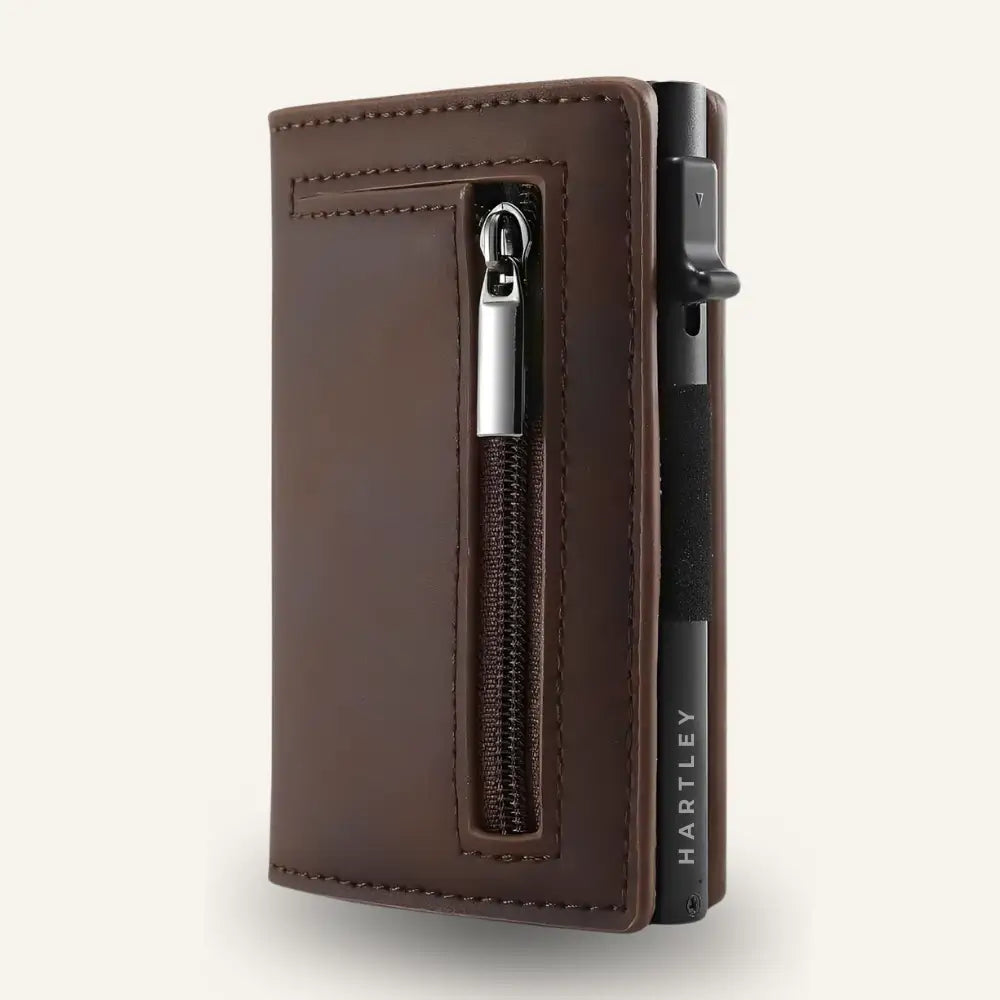 Men’s Aluminum Card Holder Wallet – Slim RFID Front Pocket Wallet - Coffee