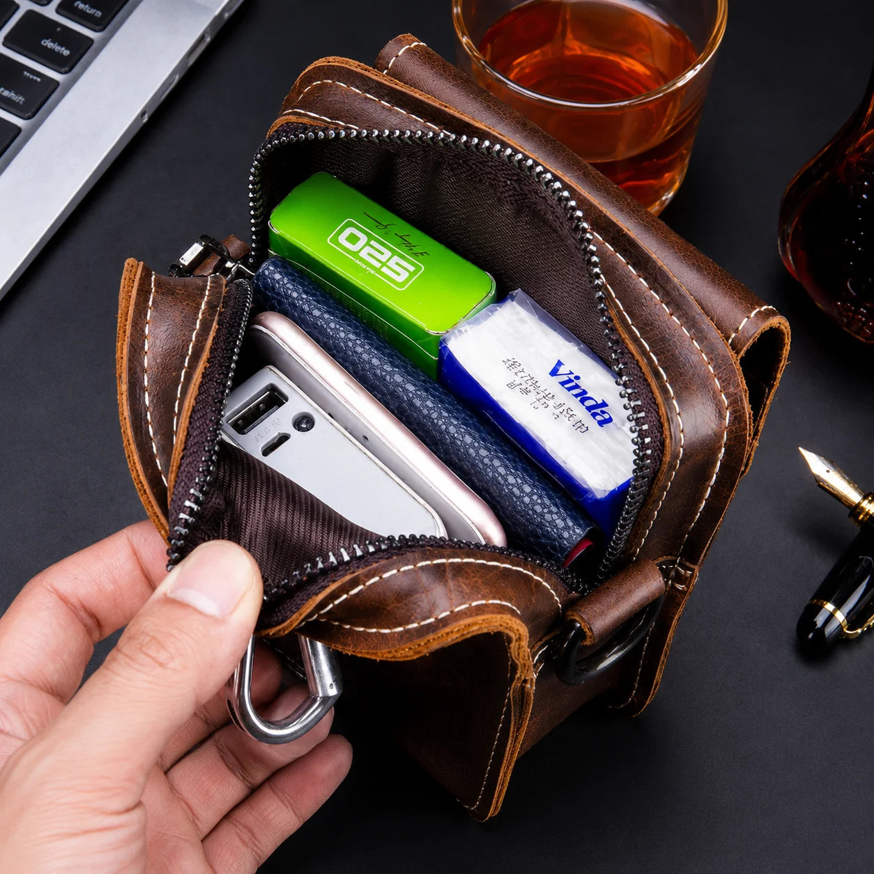 Men’s Belt Pouch - Detachable Strap & Mini Pouch