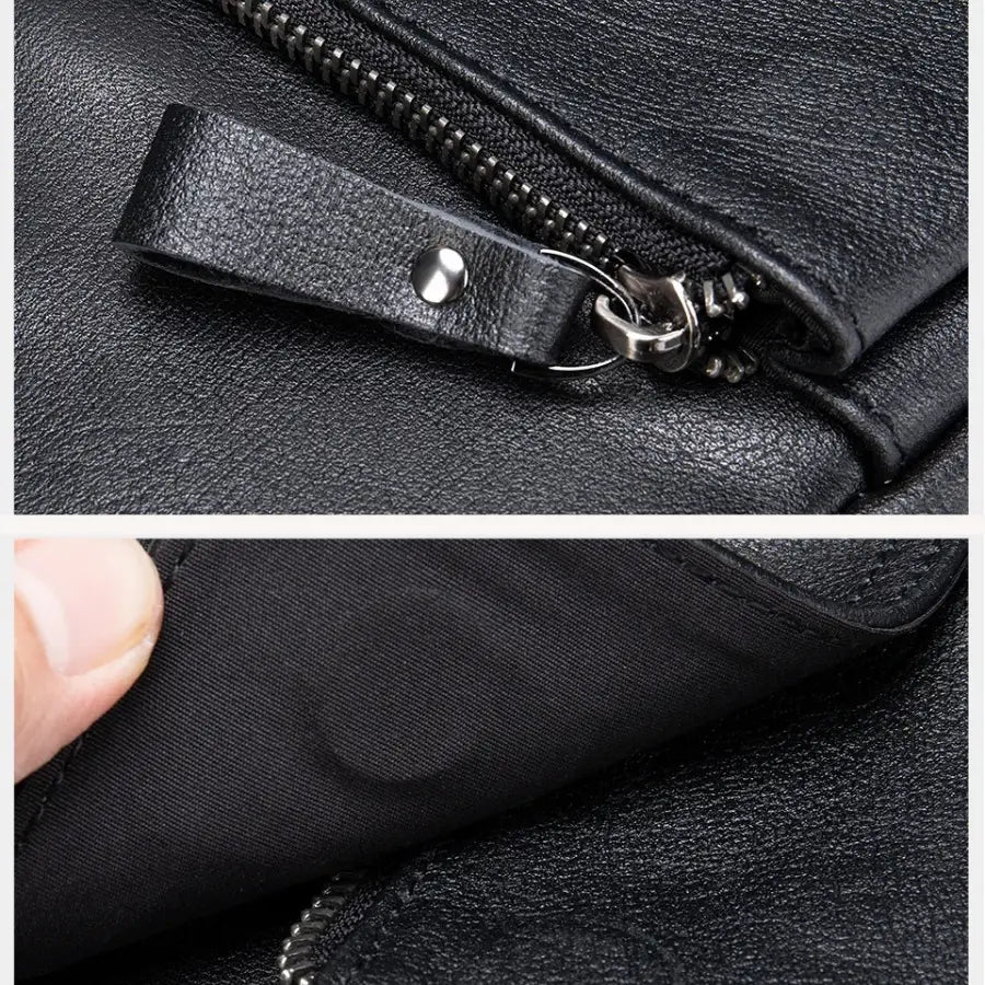 Men’s Black Leather Flap Crossbody Bag – Compact Urban Design
