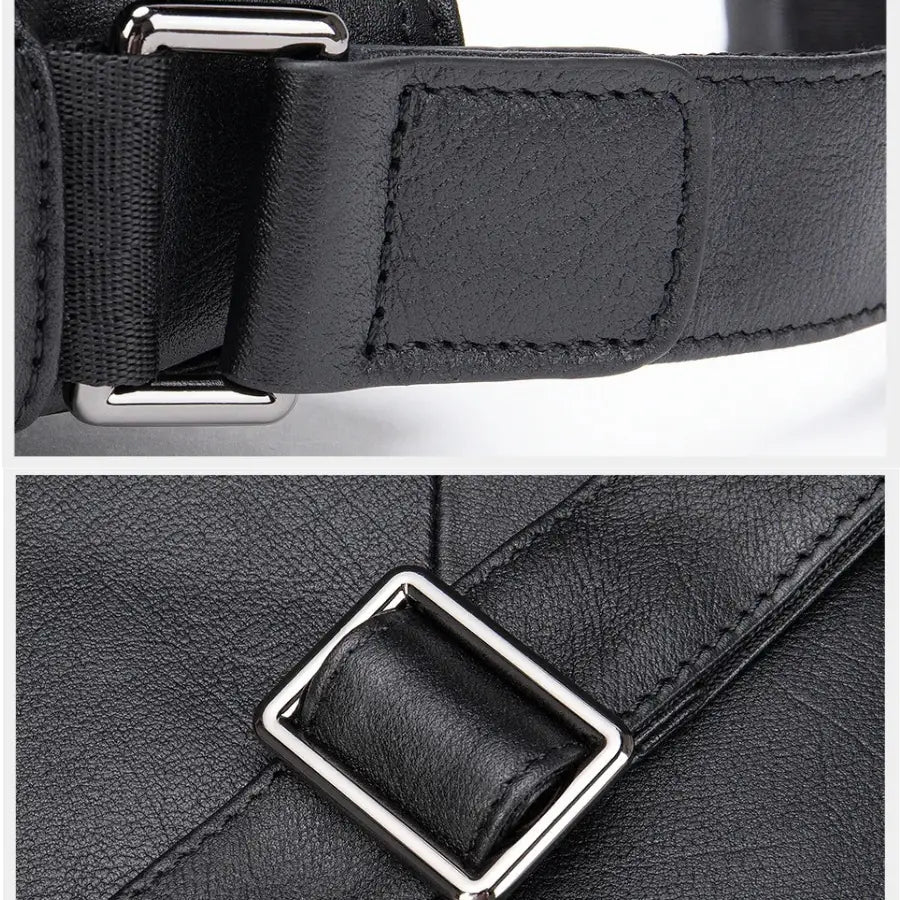 Men’s Black Leather Flap Crossbody Bag – Compact Urban Design