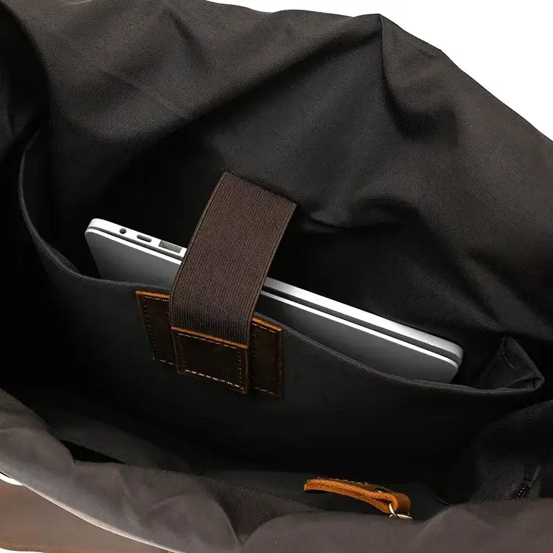 Men’s Brown Full Grain Leather Backpack – Flap Closure
