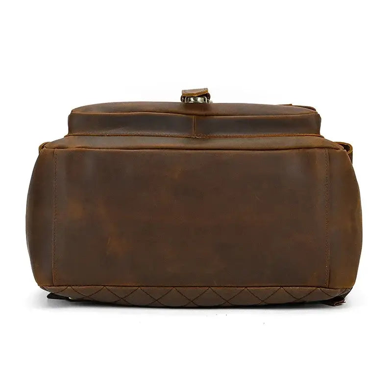 Men’s Brown Full Grain Leather Backpack – Flap Closure
