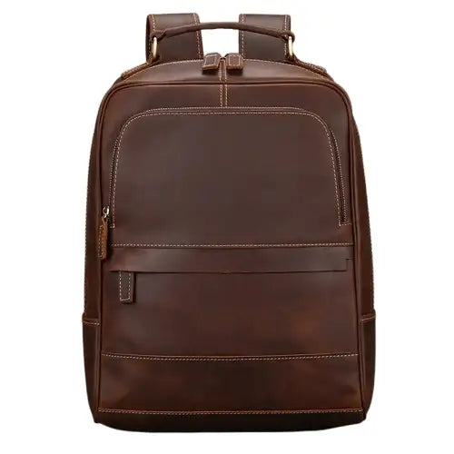 Hartley refined brown leather backpack with multiple pockets for everyday carry