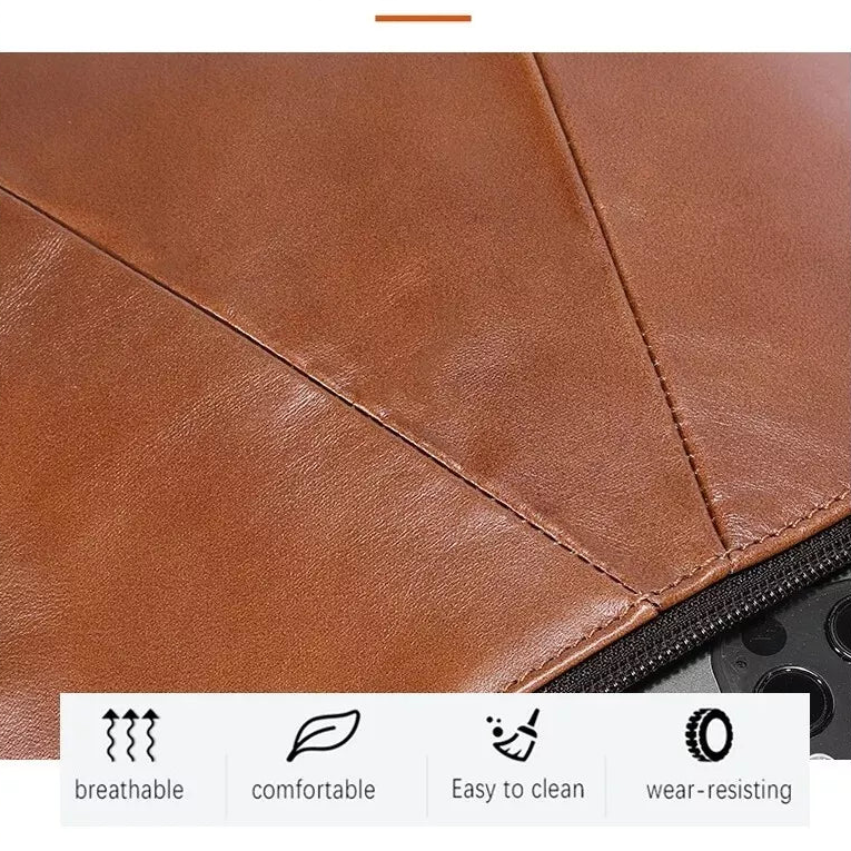 Men’s Brown Leather Crossbody Bag – Multi-Compartment Shoulder Bag