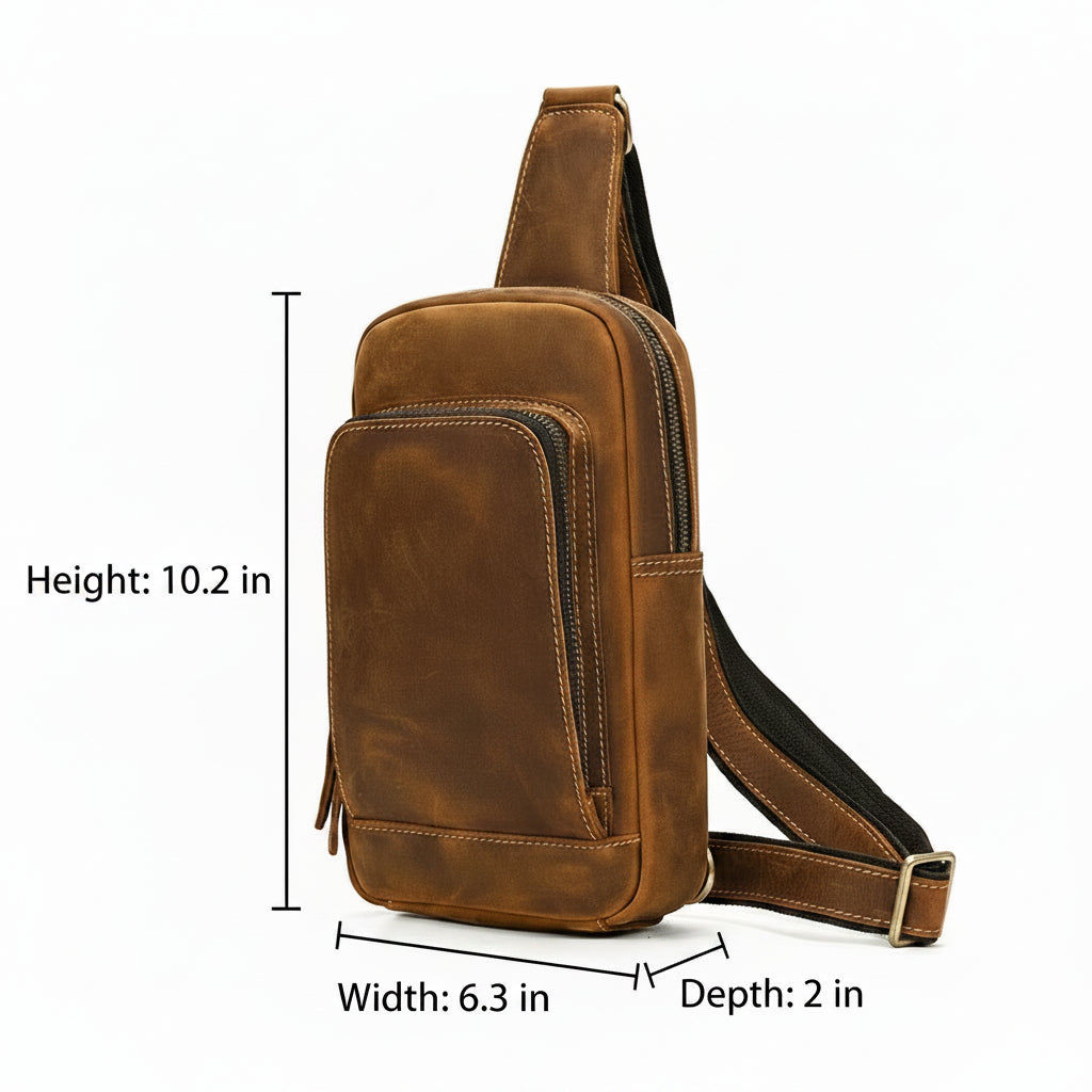 Men’s Brown Leather Sling Bag – Small Vintage Carry