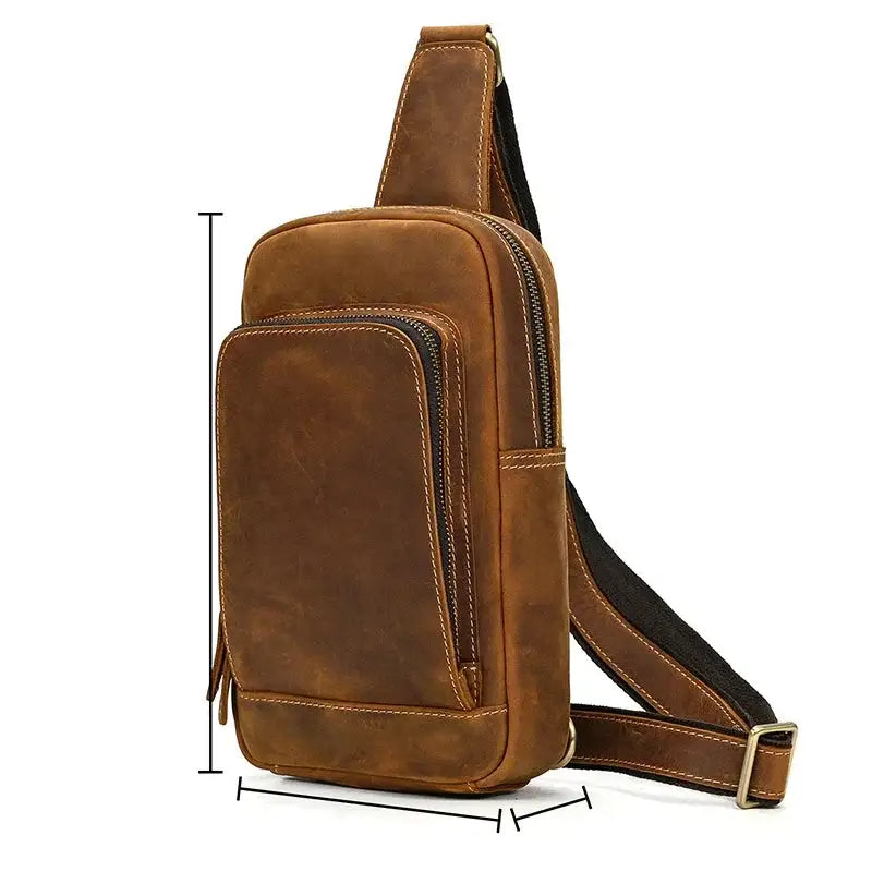 Men’s Brown Leather Sling Bag – Small Vintage Carry