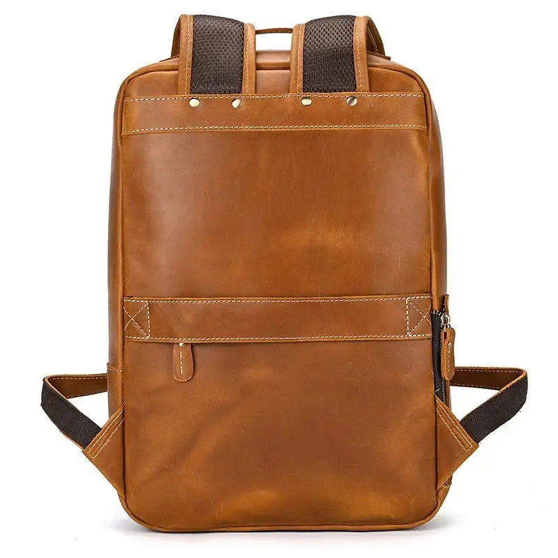 Men’s Brown Vintage Leather Backpack – Slim Everyday Carry