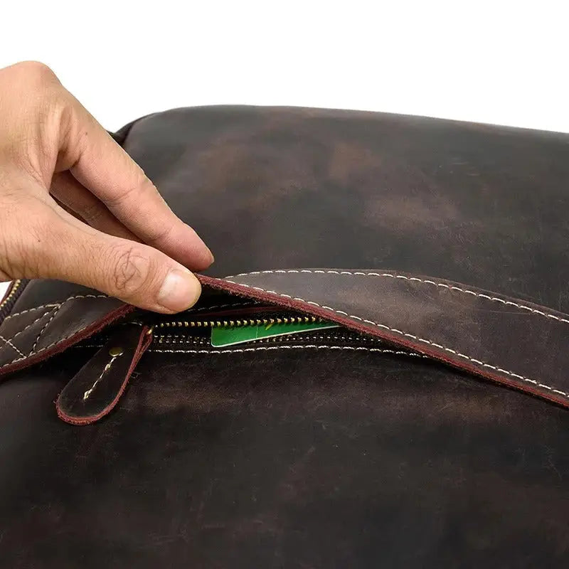 Men’s Brown Vintage Leather Backpack – Slim Everyday Carry