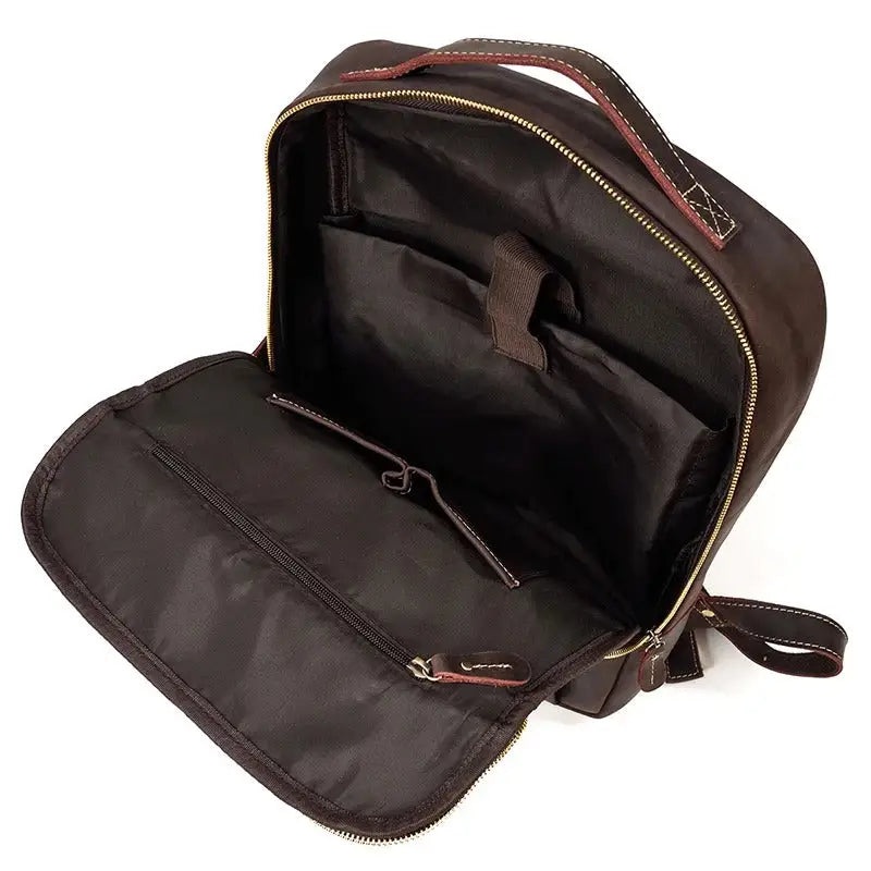 Men’s Brown Vintage Leather Backpack – Slim Everyday Carry
