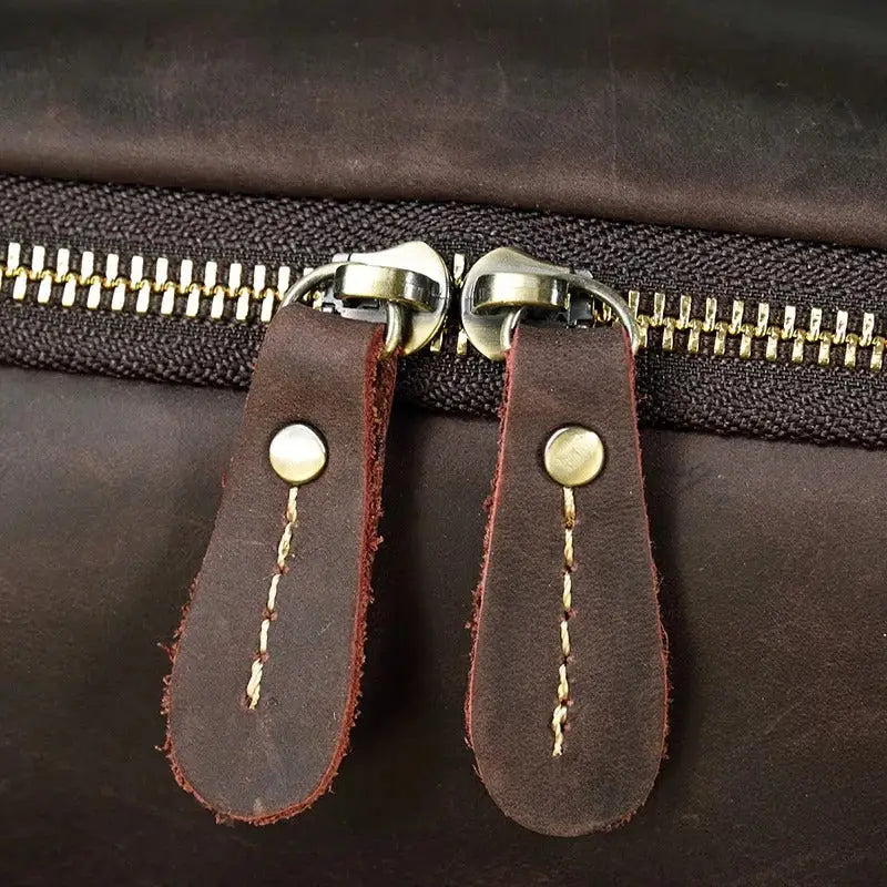 Men’s Brown Vintage Leather Backpack – Slim Everyday Carry