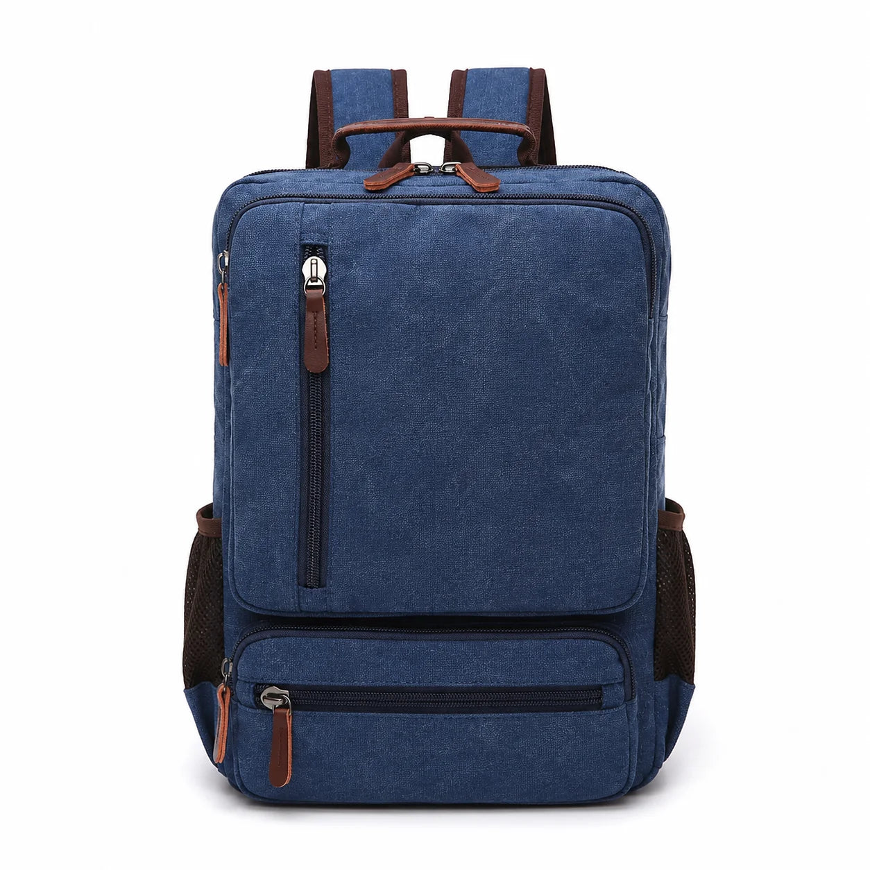 Men’s Canvas Backpack - Front Organizer Pocket Rucksack - blue