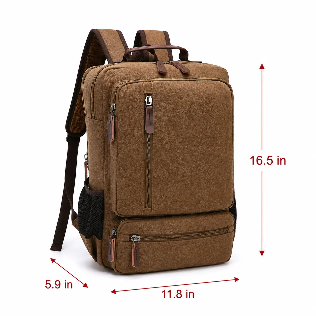 Men’s Canvas Backpack - Front Organizer Pocket Rucksack