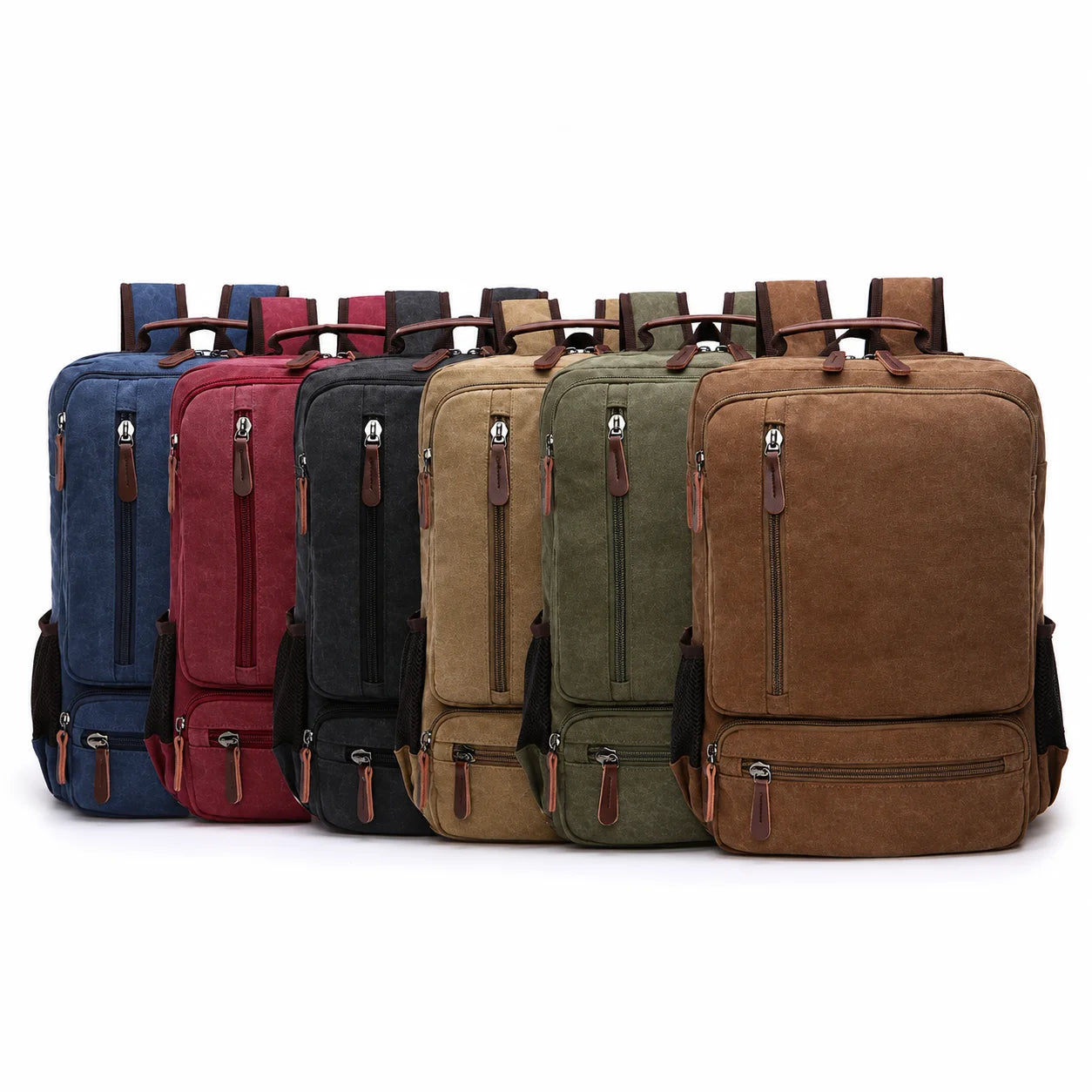 Men’s Canvas Backpack - Front Organizer Pocket Rucksack