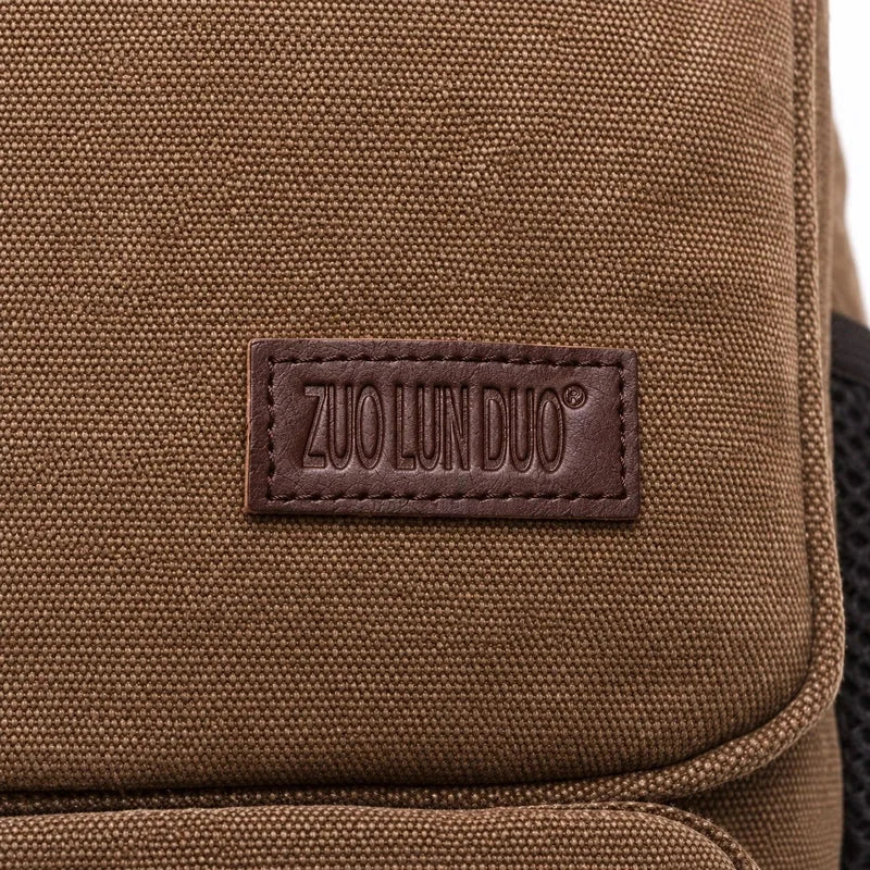 Men’s Canvas Backpack - Front Organizer Pocket Rucksack