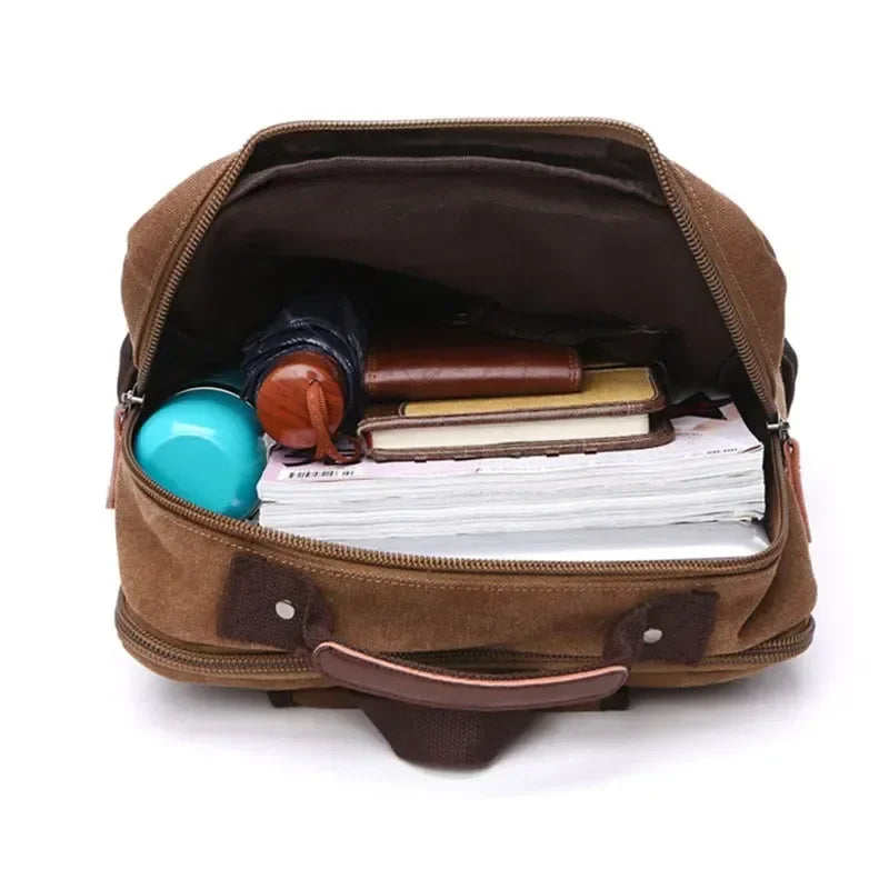 Men’s Canvas Backpack - Front Organizer Pocket Rucksack