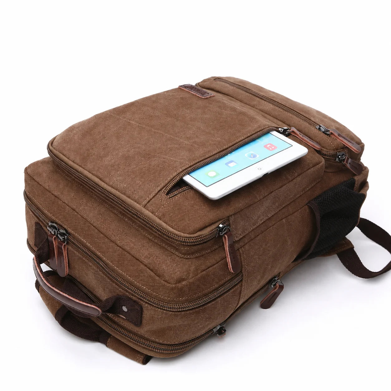 Men’s Canvas Backpack - Front Organizer Pocket Rucksack