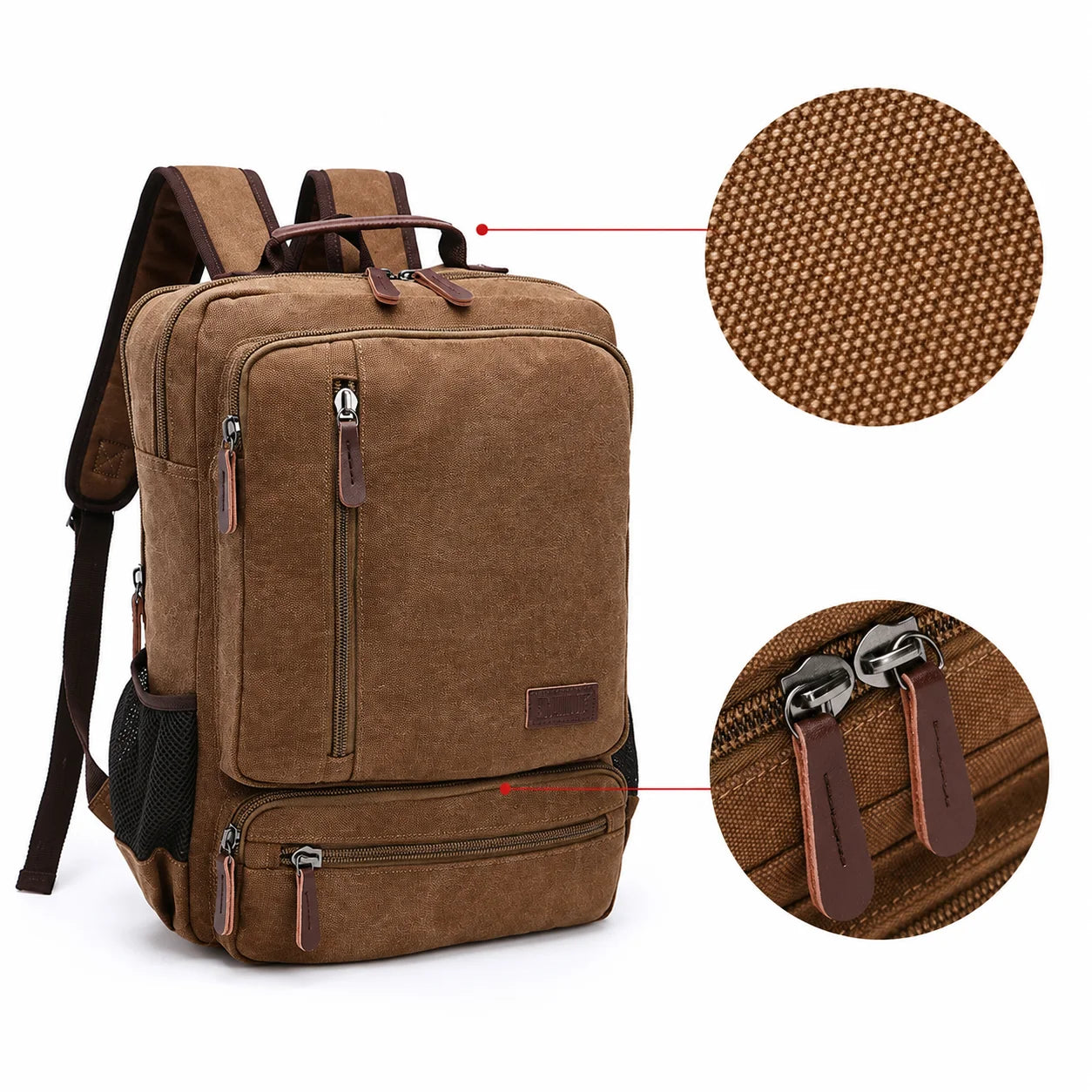 Men’s Canvas Backpack - Front Organizer Pocket Rucksack