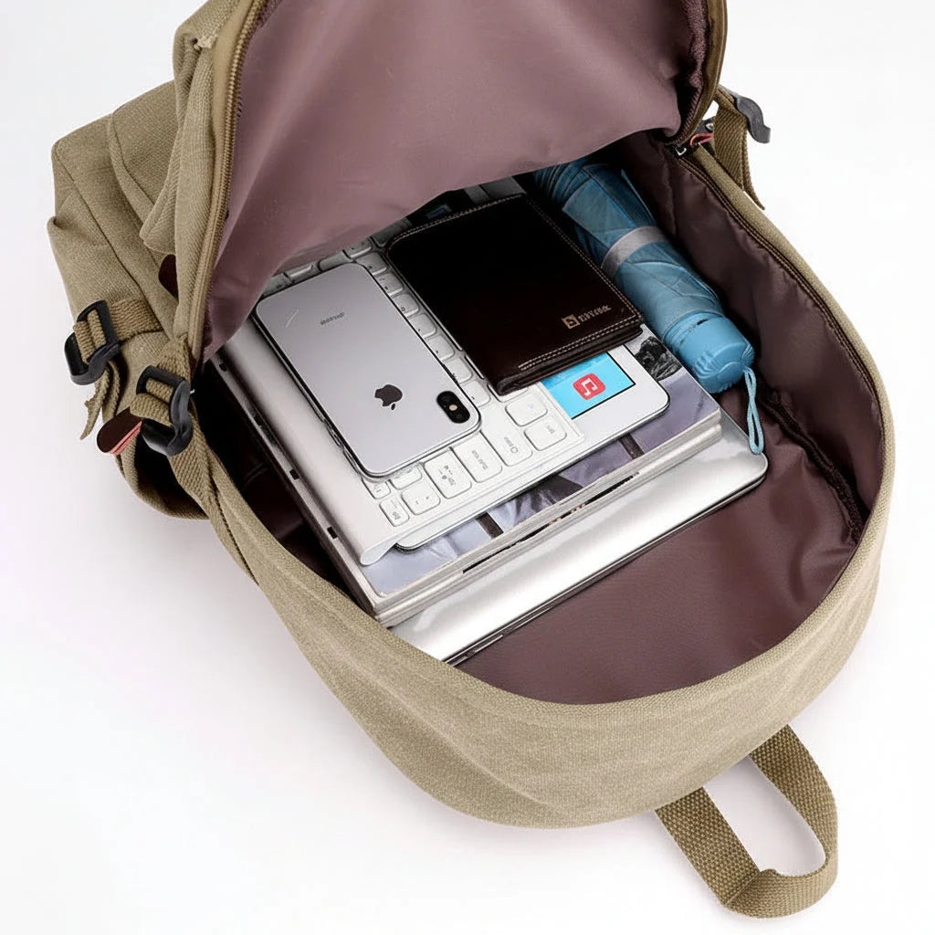 Men’s Canvas Backpack - Side Pocket 18L Daypack