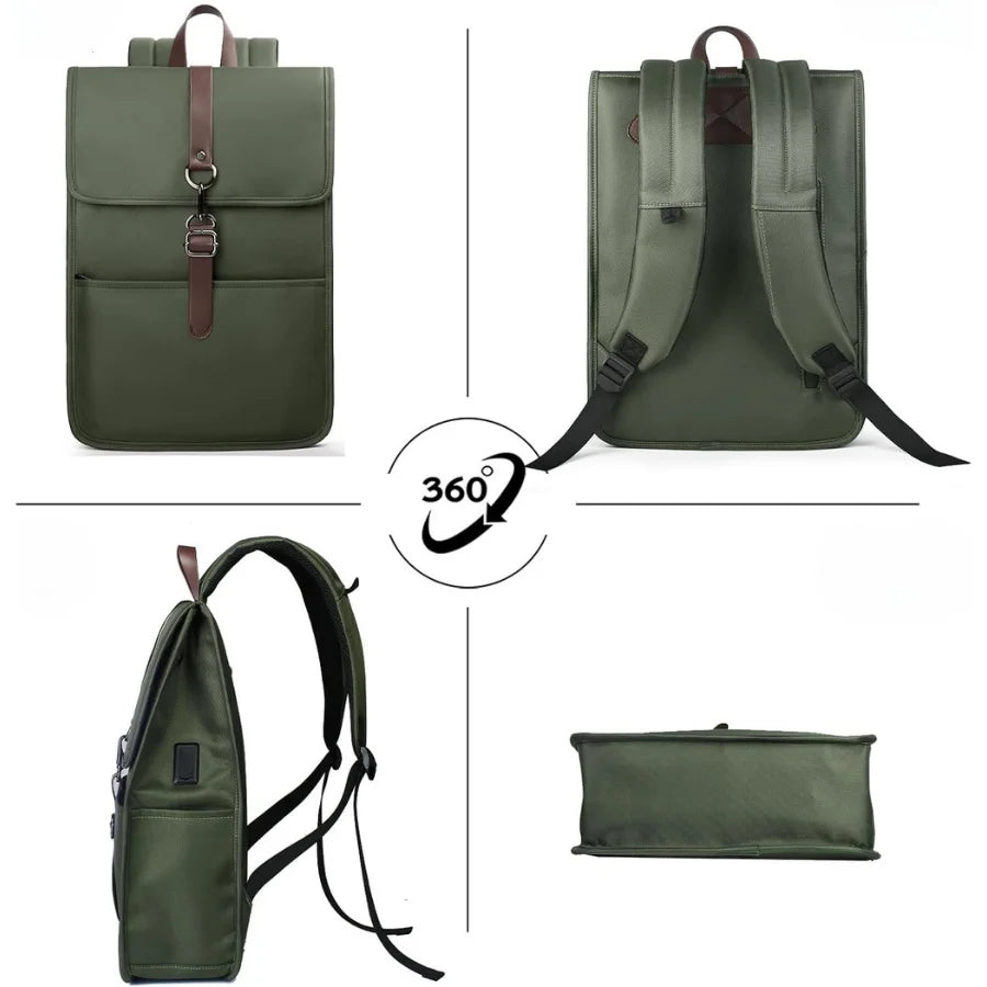Men’s Canvas Backpack - USB Charging Port Laptop Bag
