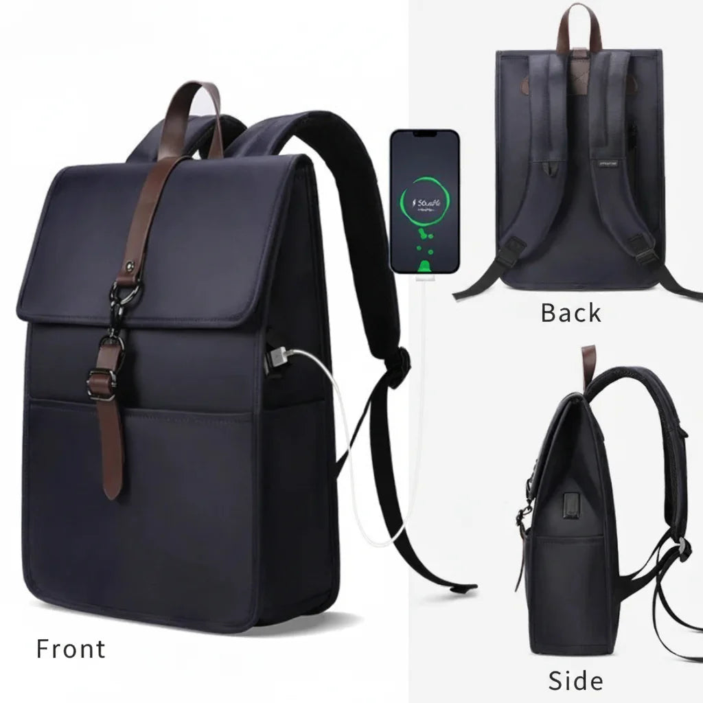 Men’s Canvas Backpack - USB Charging Port Laptop Bag