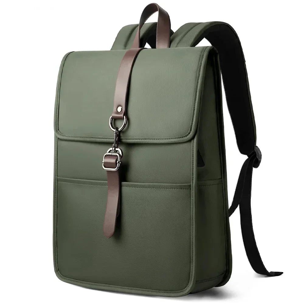 Men’s Canvas Backpack - USB Charging Port Laptop Bag - Olive