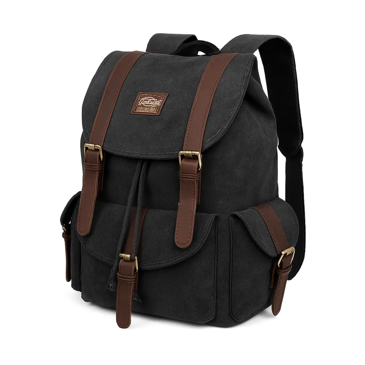 Men’s Canvas Backpack - Vintage Buckle Flap Rucksack